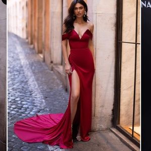 Formal Red Off Shoulder Gown